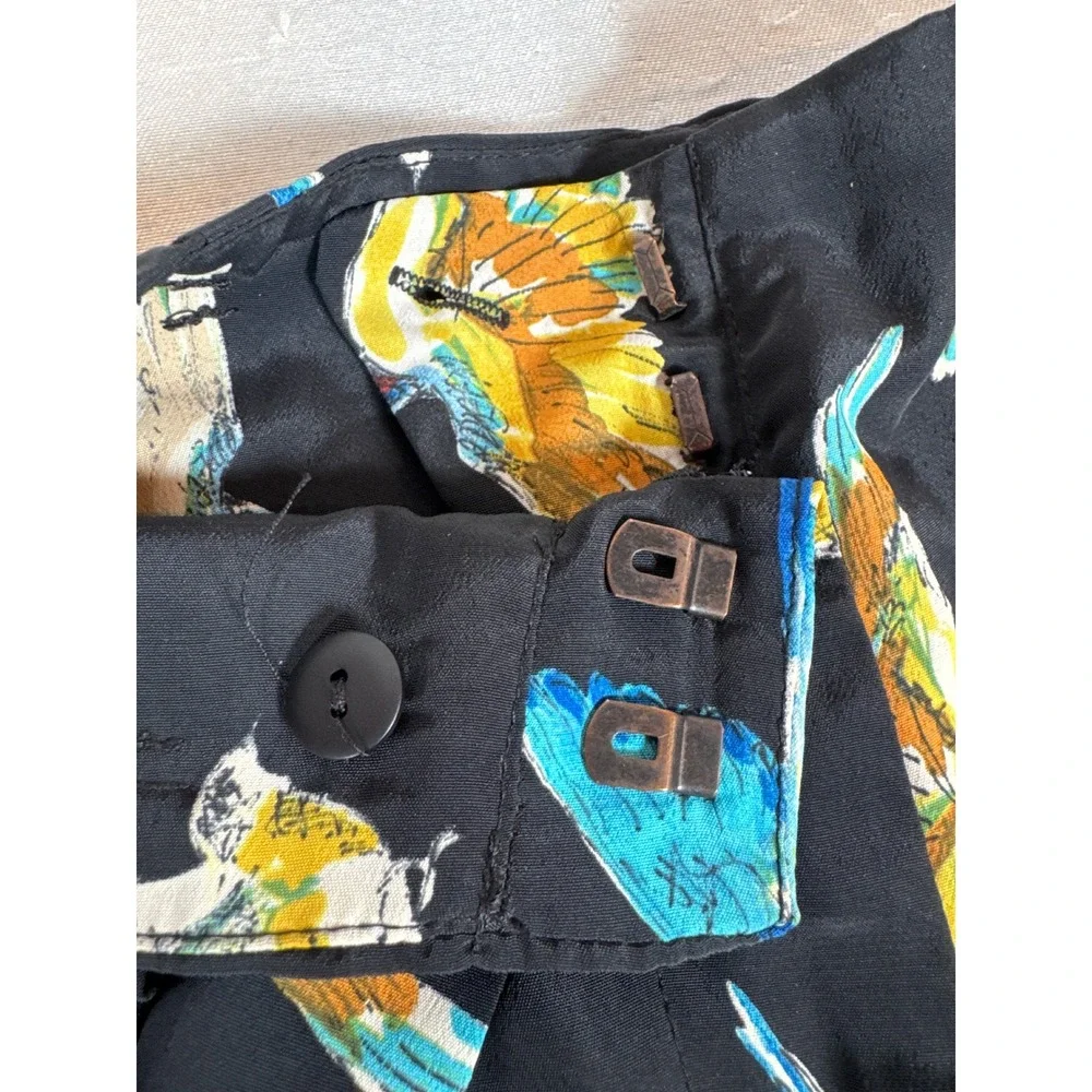 Zara Black Bird Print Tie Waist Shorts Womens XS‎ Casual Stylish